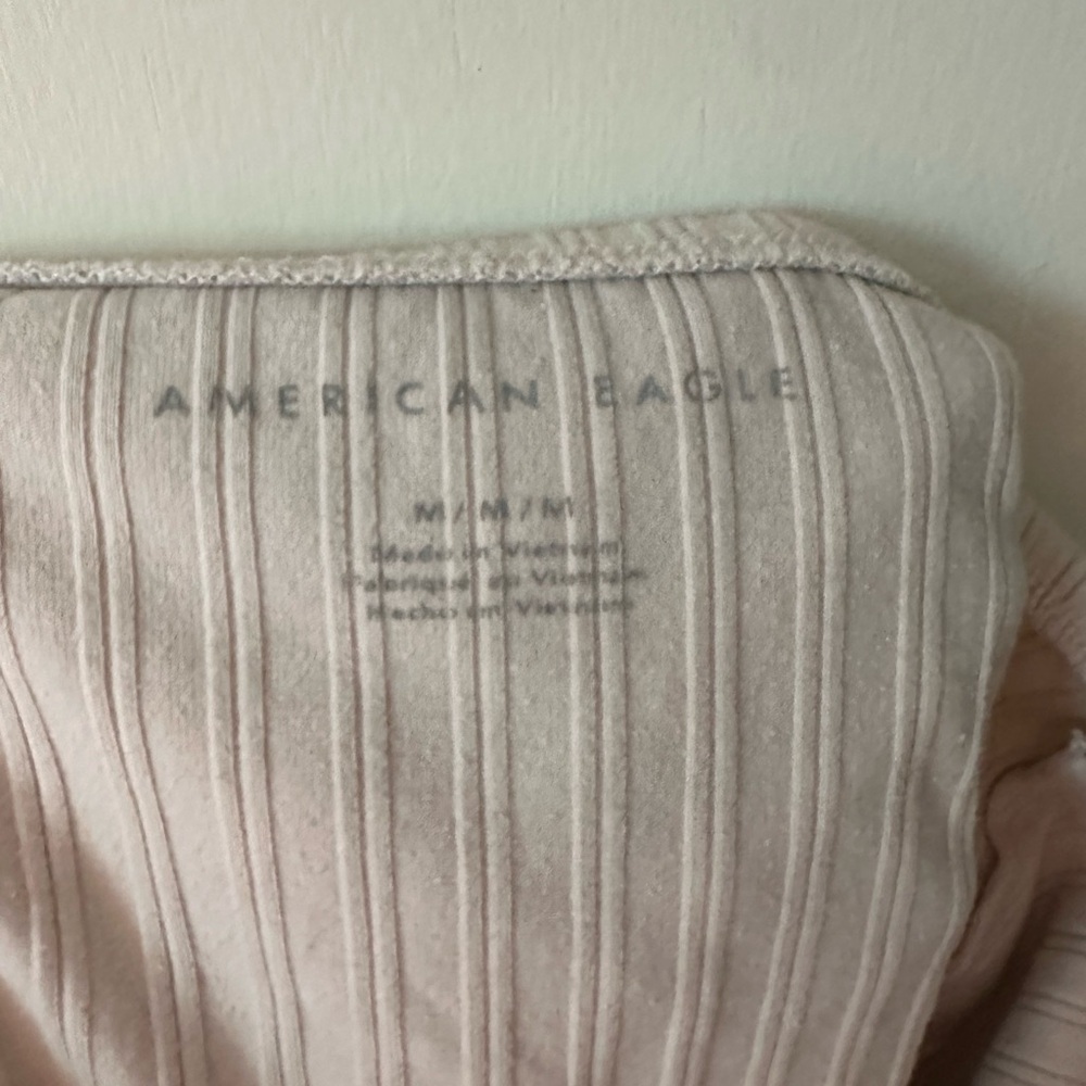 American Eagle Outfitters Cream Ribbed Tube Top